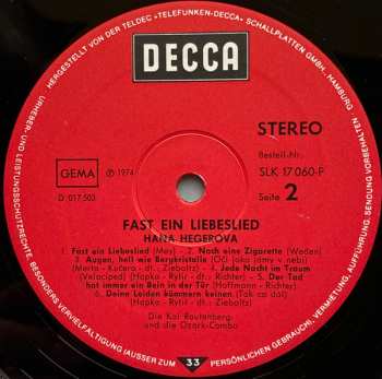 LP Hana Hegerová: Fast Ein Liebeslied
