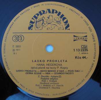LP Hana Hegerová: Lásko Prokletá (Hana Hegerová Zpívá Texty Pavla Kopty)