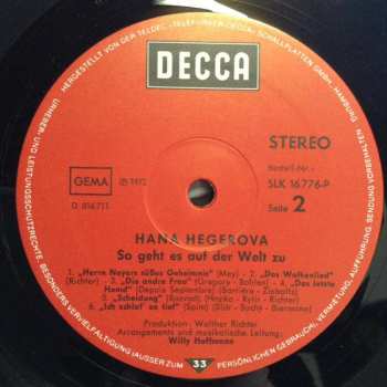 LP Hana Hegerová: So Geht Es Auf Der Welt Zu