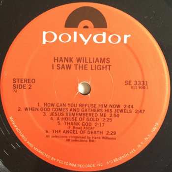 LP Hank Williams With His Drifting Cowboys: I Saw The Light
