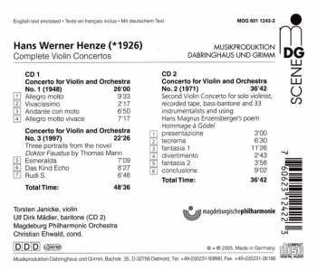 2CD Hans Werner Henze: Complete Violin Concertos