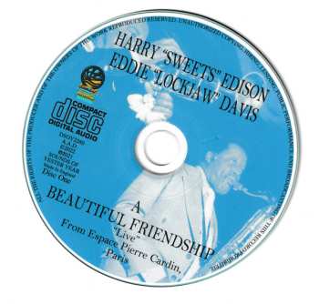 2CD The Harry "Sweets" Edison-Eddie "Lockjaw" Davis Quintet: A Beautiful Friendship: "Live" From Espace Pierre Cardin, Paris