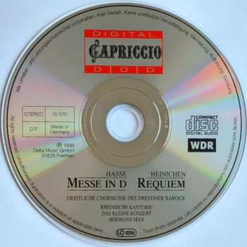 CD Johann David Heinichen: Hasse / Messe in D - Heinichen / Requiem (Sacred Choral Pieces Of The Dresden Baroque)