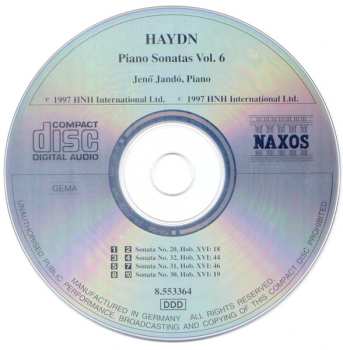 CD Joseph Haydn: Piano Sonatas Vol. 6 (Nos. 20 And 30 - 32)