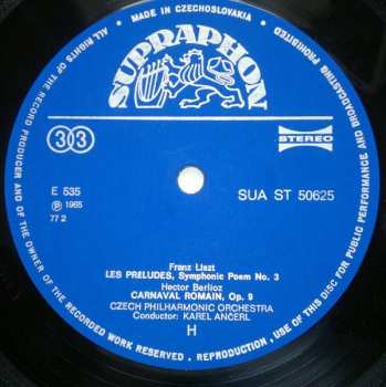 LP The Czech Philharmonic Orchestra: Carnaval Romain / Les Préludes / Invitation À La Valse / Capriccio Espagnol