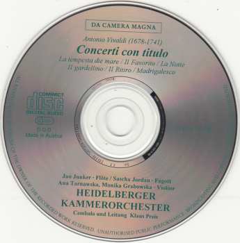 CD Antonio Vivaldi: Concerti Con Titulo
