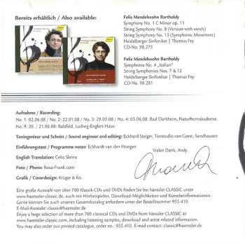 CD Felix Mendelssohn-Bartholdy: String Symphonies Nos. 1, 2, 3, 4 & 9 (Vol. 3)
