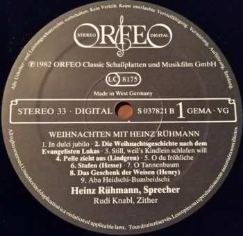 LP Heinz Rühmann: Weihnachten Mit Heinz Rühmann