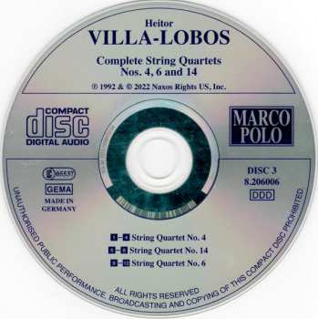 6CD Heitor Villa-Lobos: Complete String Quartets