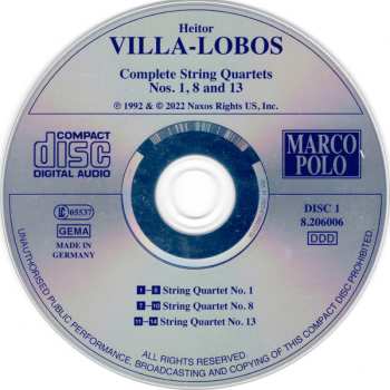 6CD Heitor Villa-Lobos: Complete String Quartets