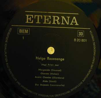 LP Helge Roswaenge: Helge Rosvænge - Tenor