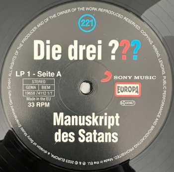 2LP Hendrik Buchna: Die Drei ??? 221 - Manuskript Des Satans