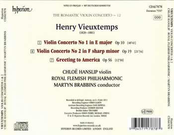 CD Henri Vieuxtemps: Violin Concerto No 1, Op 10 • Violin Concerto No 2, Op 19 • Greetings To America, Op. 56