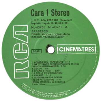 LP Henry Mancini: Arabesco (Banda Sonora Original De La Pelicula)