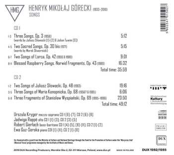 2CD Henryk Górecki: Songs