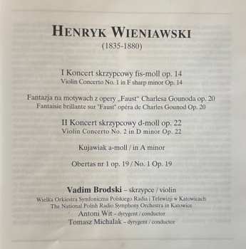 CD Henryk Wieniawski: Violin Concertos No.1, No.2 / Fantaisie "Faust" Op. 20 / Kujawiak In A Minor / Obertas Op. 19