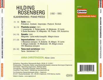 CD Hilding Rosenberg: Klavierwerke = Piano Pieces (Suite ∙ Plastiska Scener ∙ Sonatin ∙ Improvisationer ∙ Tema Med Variationer)