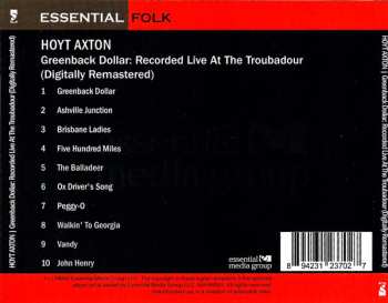 CD Hoyt Axton: Greenback Dollar: Recorded Live At The Troubadour