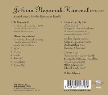 CD Johann Nepomuk Hummel: Music For The Esterházy Family: Missa Solemnis / Te Deum / Alma Virgo