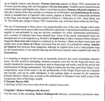 CD I Fagiolini: Tudor Music from Hampton Court Palace