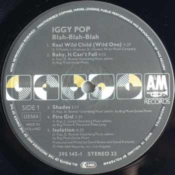 LP Iggy Pop: Blah-Blah-Blah