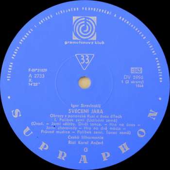 LP The Czech Philharmonic Orchestra: Svěcení Jara