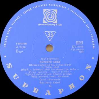 LP The Czech Philharmonic Orchestra: Svěcení Jara