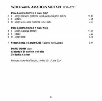 CD Wolfgang Amadeus Mozart: Piano Concertos 21 K467, 23 K488, Rondo K386