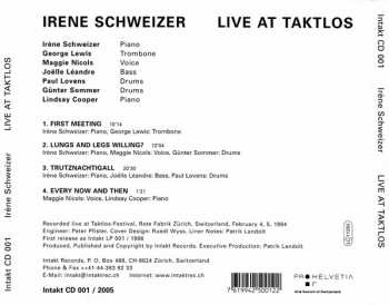 CD Irene Schweizer: Live At Taktlos