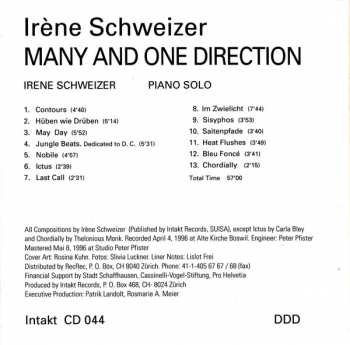 CD Irene Schweizer: Many And One Direction