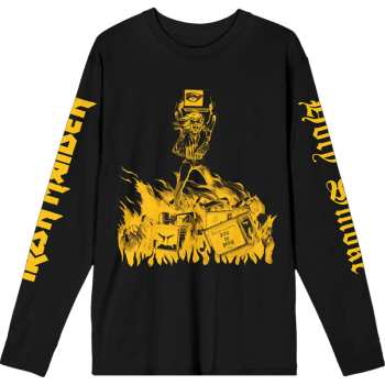 Merch Iron Maiden: Iron Maiden Unisex Long Sleeve T-shirt: Holy Smoke Isolated Yellow (black) (sleeve Print) (small) S