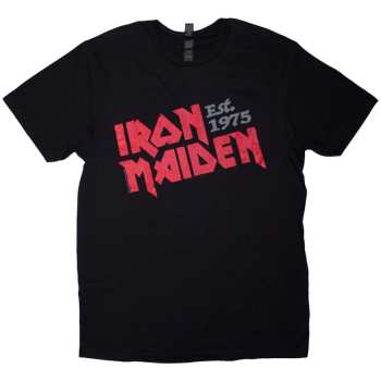 Merch Iron Maiden: T-shirt Est. 1975 Slanted Logo Iron Maiden