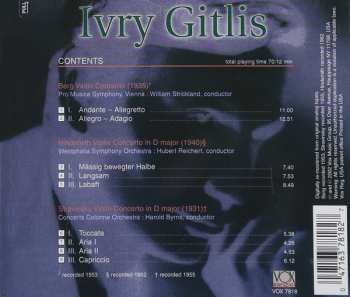 CD Ivry Gitlis: Berg Violin Concerto, Hindemith Violin Concerto in D Major, Stravinsky Concerto in D Major