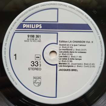 LP Jacques Brel: Edition La Chanson Vol. II