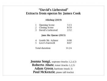 CD James Cook: David's Liebestod: Extracts From The Operas Abishag And Jane The Quene