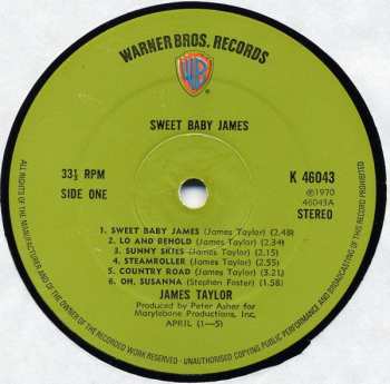 LP James Taylor: Sweet Baby James