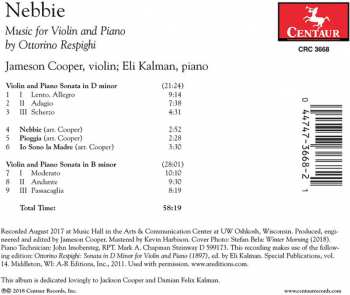 CD Jameson Cooper: Nebbie: Music For Violin And Piano By Ottorino Respighi