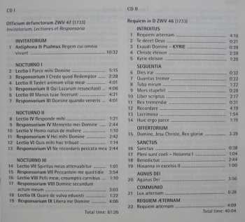 2CD Jan Dismas Zelenka: Officium Defunctorum ZWV 47 / Requiem In D ZWV 46