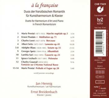 CD Ernst Breidenbach: À la Française: Duos Der Französischen Romantik Für Kunstharmonium & Klavier