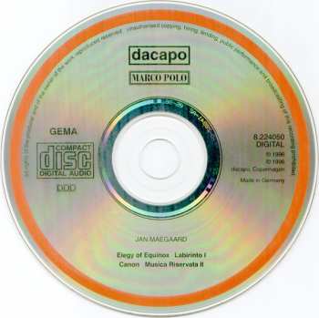 CD Jan Maegaard: Elegy Of Equinox · Labirinto I · Canon · Musica Riservata II