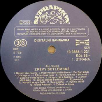 LP Jan Seidel: Zpěvy Betlémské (Bethlehem Songs)