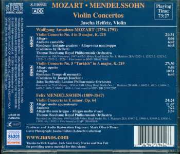 CD Wolfgang Amadeus Mozart: Heifetz: Mozart / Mendelssohn (Historical Recordings 1934-1949)