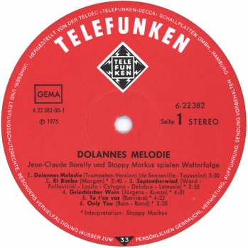 LP Jean-Claude Borelly: Dolannes Melodie