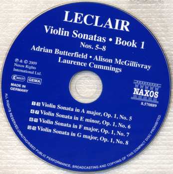 CD Laurence Cummings: Violin Sonatas • Book 1: Nos. 5-8