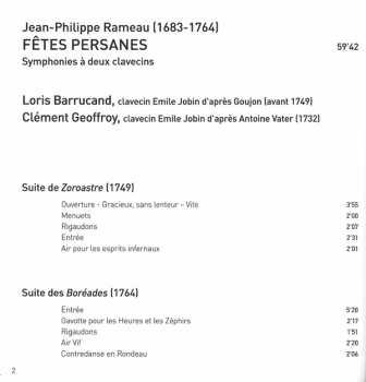 CD Jean-Philippe Rameau: Fêtes Persanes (Symphonies À Deux Clavecins)