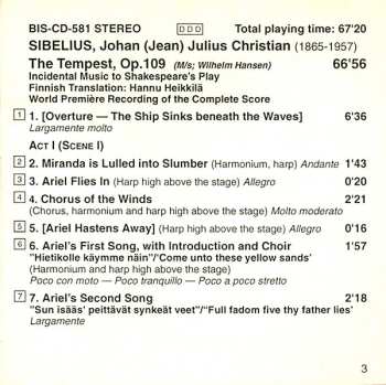 CD Jean Sibelius: The Tempest, Op.109 (World Première Recording Of The Complete Score)