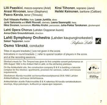 CD Jean Sibelius: The Tempest, Op.109 (World Première Recording Of The Complete Score)