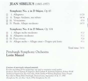 CD Jean Sibelius: Sibelius - Symphonies Nos. 2 & 6