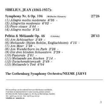 CD Göteborgs Symfoniker: Symphony Nr. 6 Op. 104 / Pelleas & Melisande Op. 46