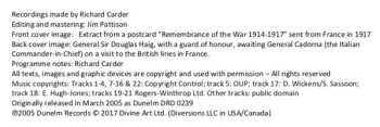 CD Jeremy Huw Williams: The Great War Remembered In Songs And Poems